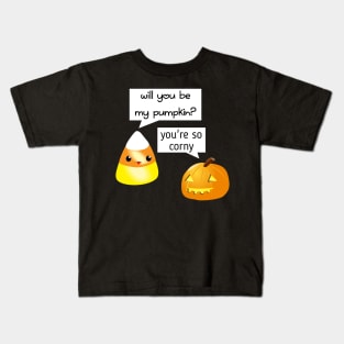 Funny Candy Corn Pumpkin Pun TShirt Punny Halloween Shirt Kids T-Shirt